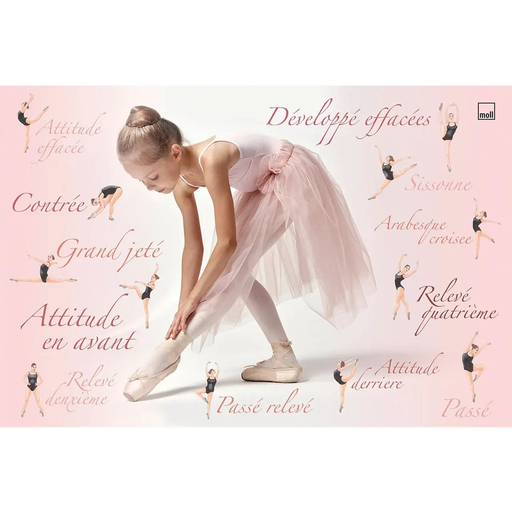 Moll Blotting Pad against a pastel ballet-inspired backdrop with a dancer in pointe shoes and flowing pink tutu.