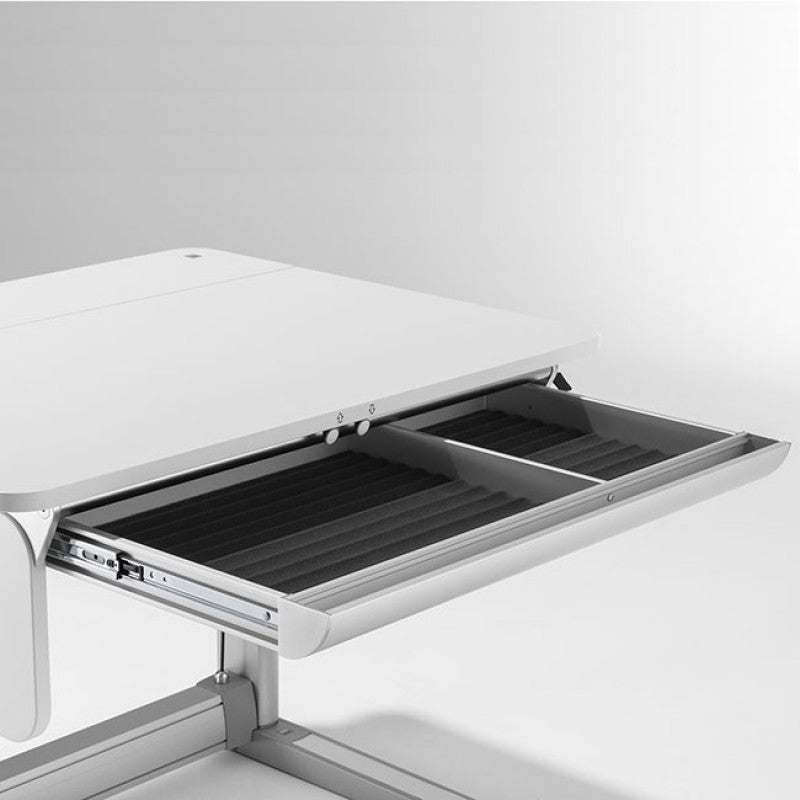 Moll Champion Compact Drawer in white; desk drawer with metal slides and ribbed interior trays