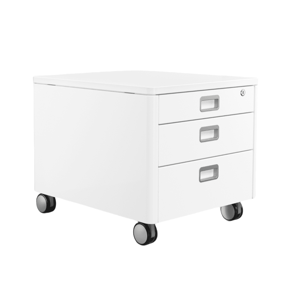 Moll Champion Cubic white 3-drawer filing cabinet on caster wheels