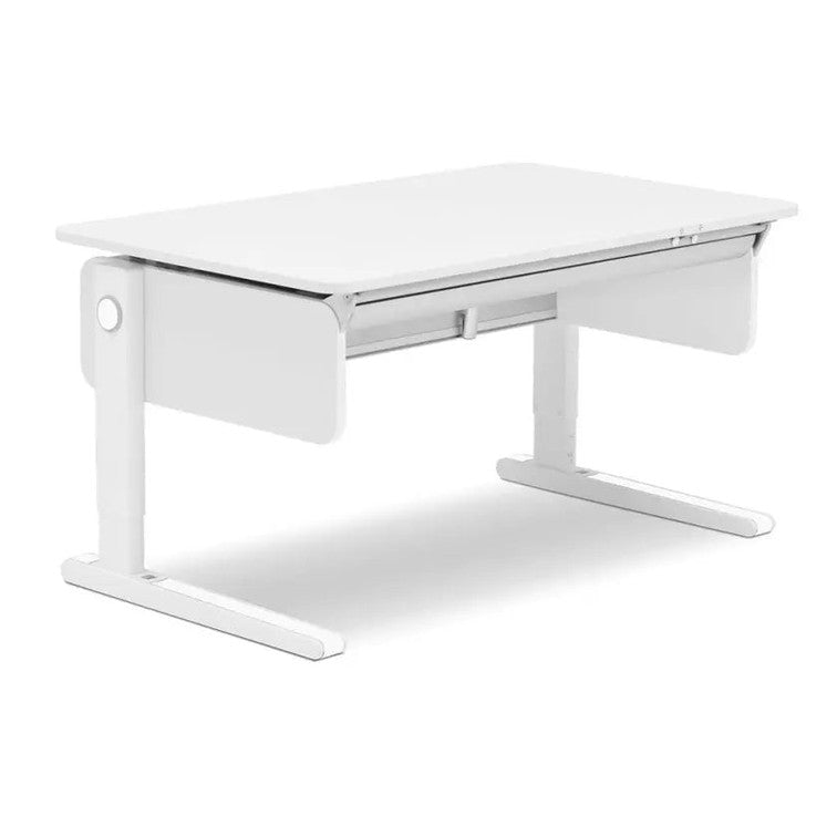 MOLL Champion Height Adjustable Desk Front Up, white desk with side adjustment knob and sturdy dual‑leg frame