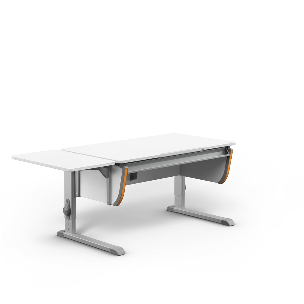MOLL Joker Side Top desk with white tabletop, gray frame, orange edge accents