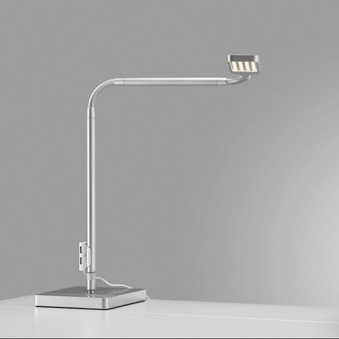 Moll L7 designer LED desk lamp, silver gooseneck lamp with slim base