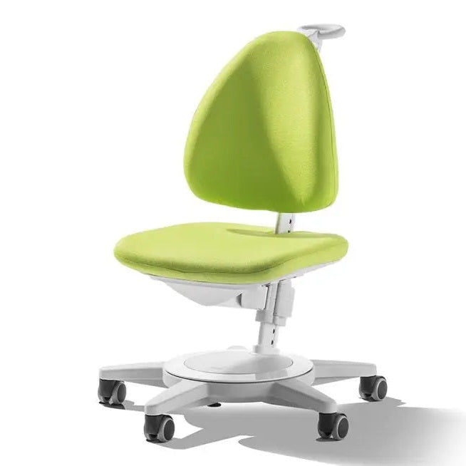 MOLL Maximo Children Swivel Chair with lime upholstery and white frame on caster wheels.