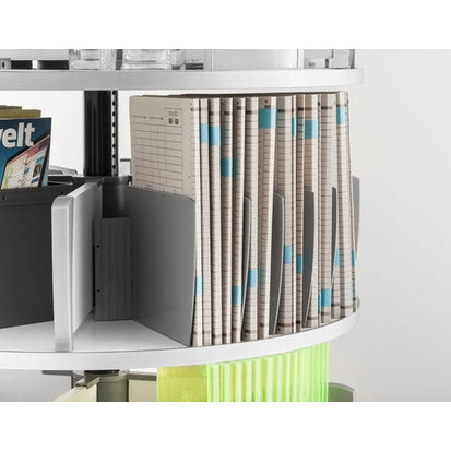 MOLL Rotafile OrgaSet rotating storage organizer with beige file folders and blue tabs