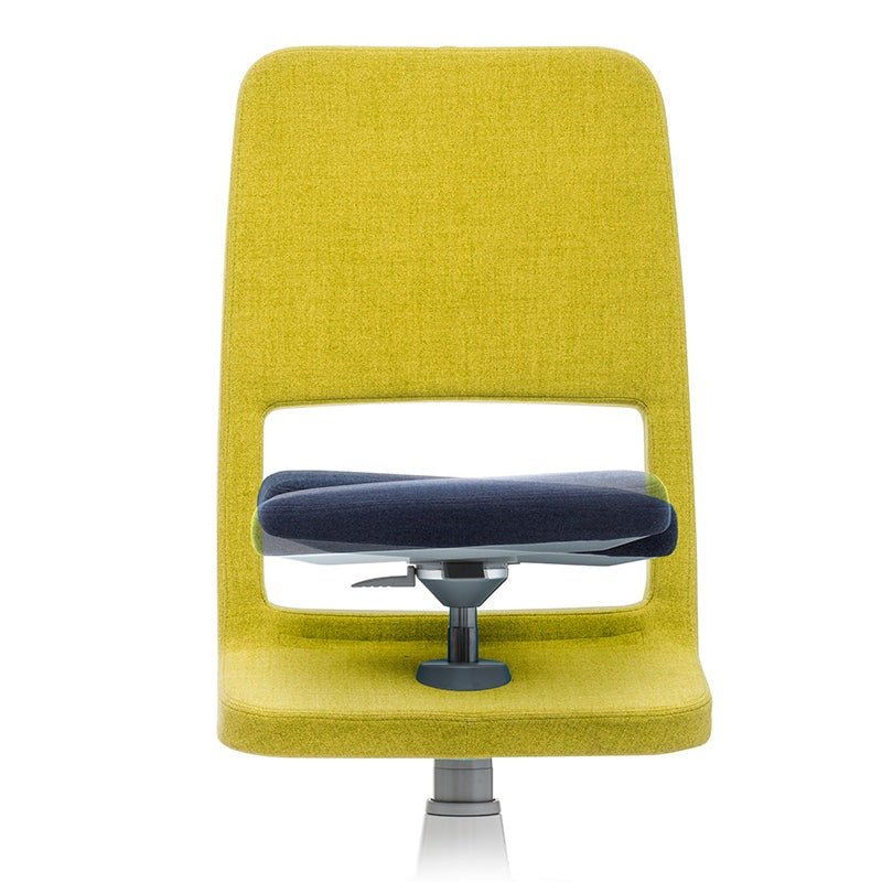 Moll S9 office chair yellow fabric with navy cushion and chrome base