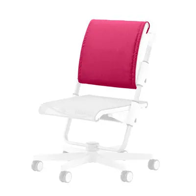 MOLL Scooter Back Cushion on a white adjustable chair frame with a vibrant pink backrest.