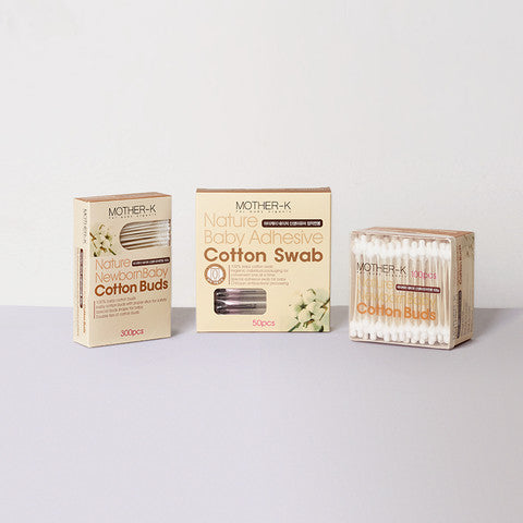 Mother-K Baby Cotton Buds set of 3 beige boxes with cotton swabs for baby care