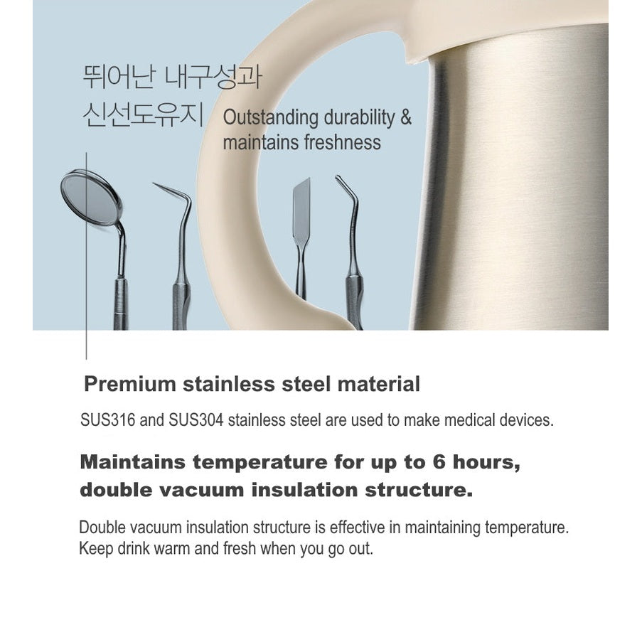 Mother-K Hug Tumbler 350 ml Mint baby bottle, premium stainless steel keeps drinks warm