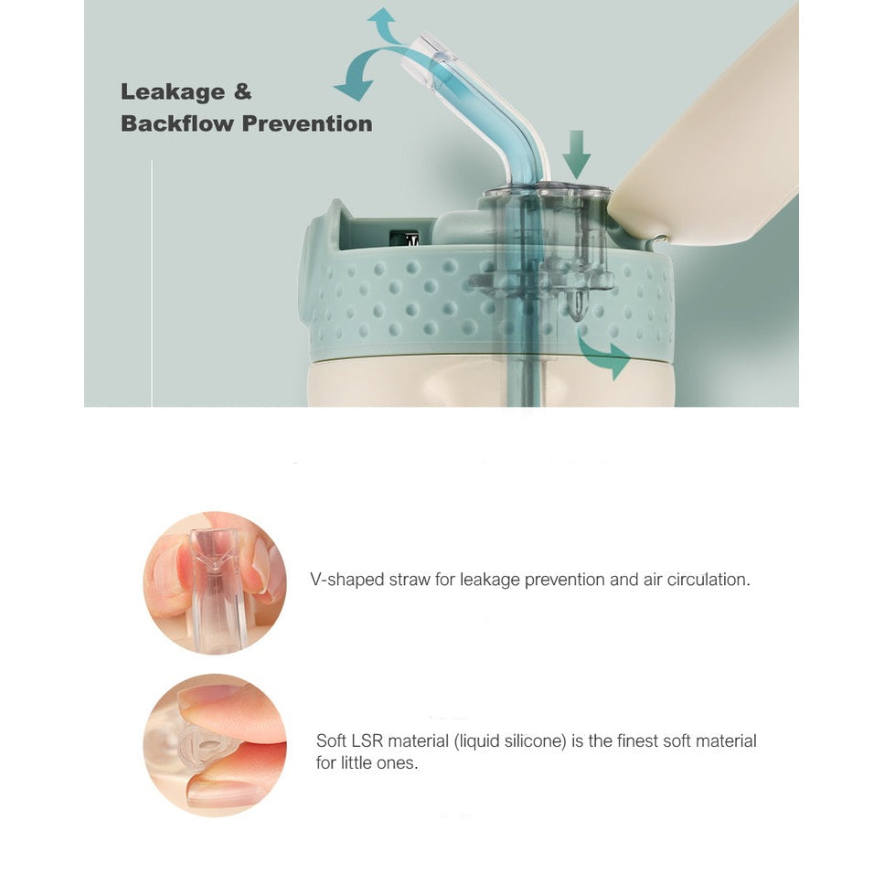 Mother-K Hug Tumbler 350 ml mint baby bottle with leak prevention and soft silicone nipple