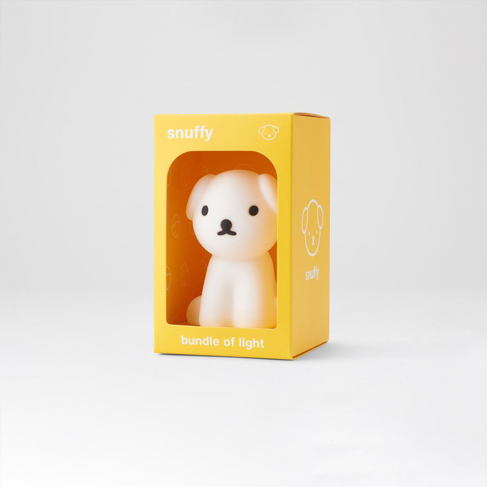 MR MARIA Bundle of Light Snuffy night light; white dog figure in yellow packaging.