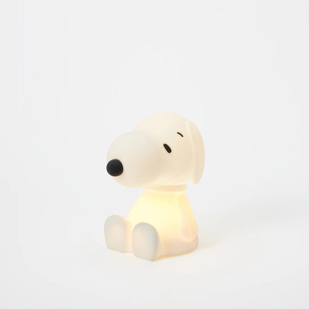 MR MARIA Snoopy bundle of light figurine in creamy white ceramic, small nursery lamp with soft glow