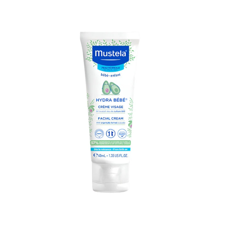 Mustela Hydra Bébé facial cream with organic avocado, 40 ml tube