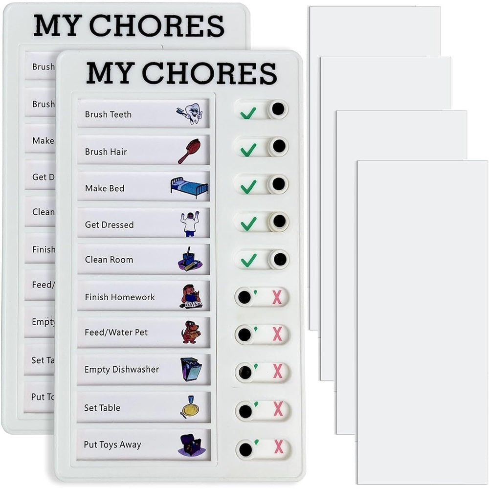 Chore checklist daily schedule board, 2-pack with removable cards and checkmarks, BABY ENROUTE