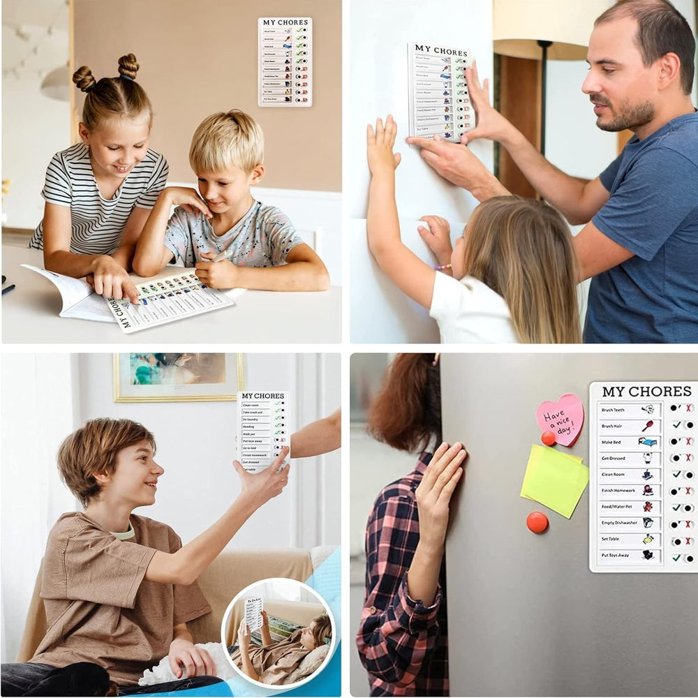 My Chores Daily Schedule Board set, 2pc magnetic chore charts for kids by Baby EnRoute