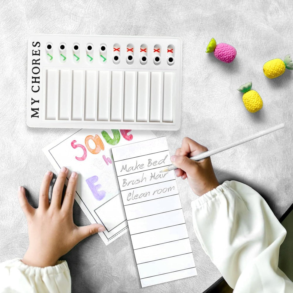 My Chores Checklist Daily Schedule Board 2-pack, white with chore cards, Baby EnRoute