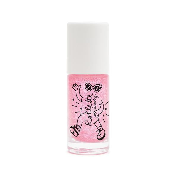Nailmatic Body Rollette Raspberry body gel bottle with pink glitter and white cap