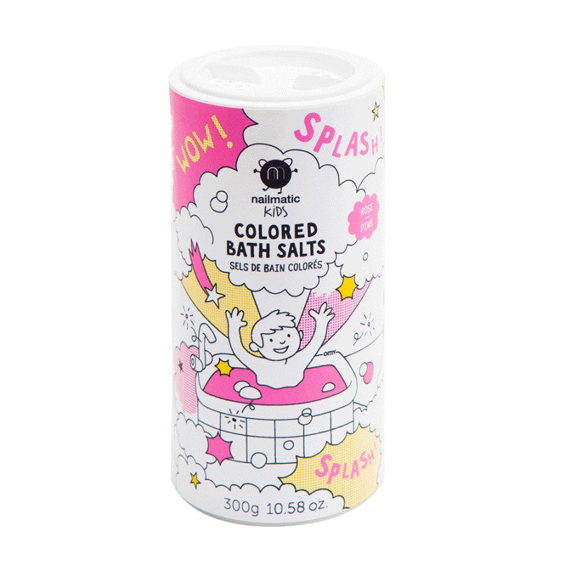 Nailmatic Colored Bath Salts Pink Salts canister for kids, pink bath salts, 300 g