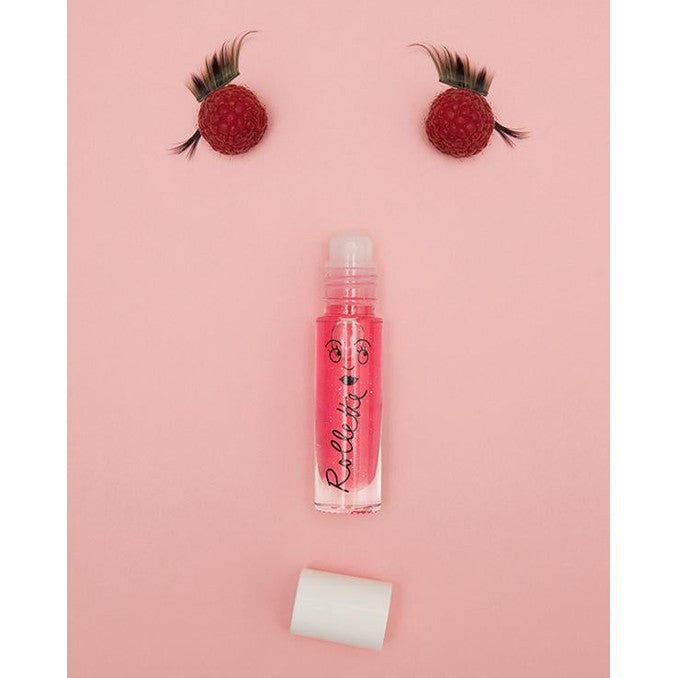 Nailmatic Fairytales Rollette nail polish duo set in pink glitter roller bottle with playful face design