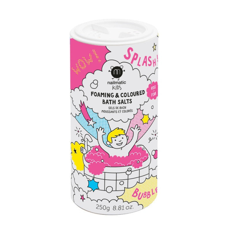 Nailmatic Kids pink foaming and coloured bath salts bottle, 250g