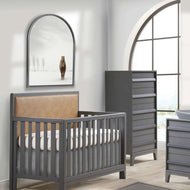 Natart Kyoto 5 In 1 Convertible Crib With Upholstered Panel Leather
