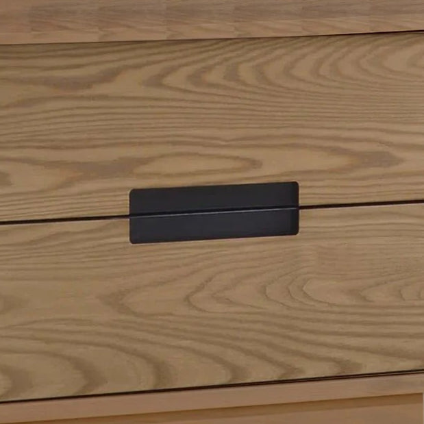 Natart Signature Series Como 6-drawer tall chest in natural wood with black rectangular pulls.