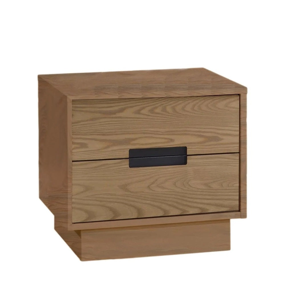 Natart Signature Series Como Nightstand in light oak with black handles, 2-drawer bedside storage.