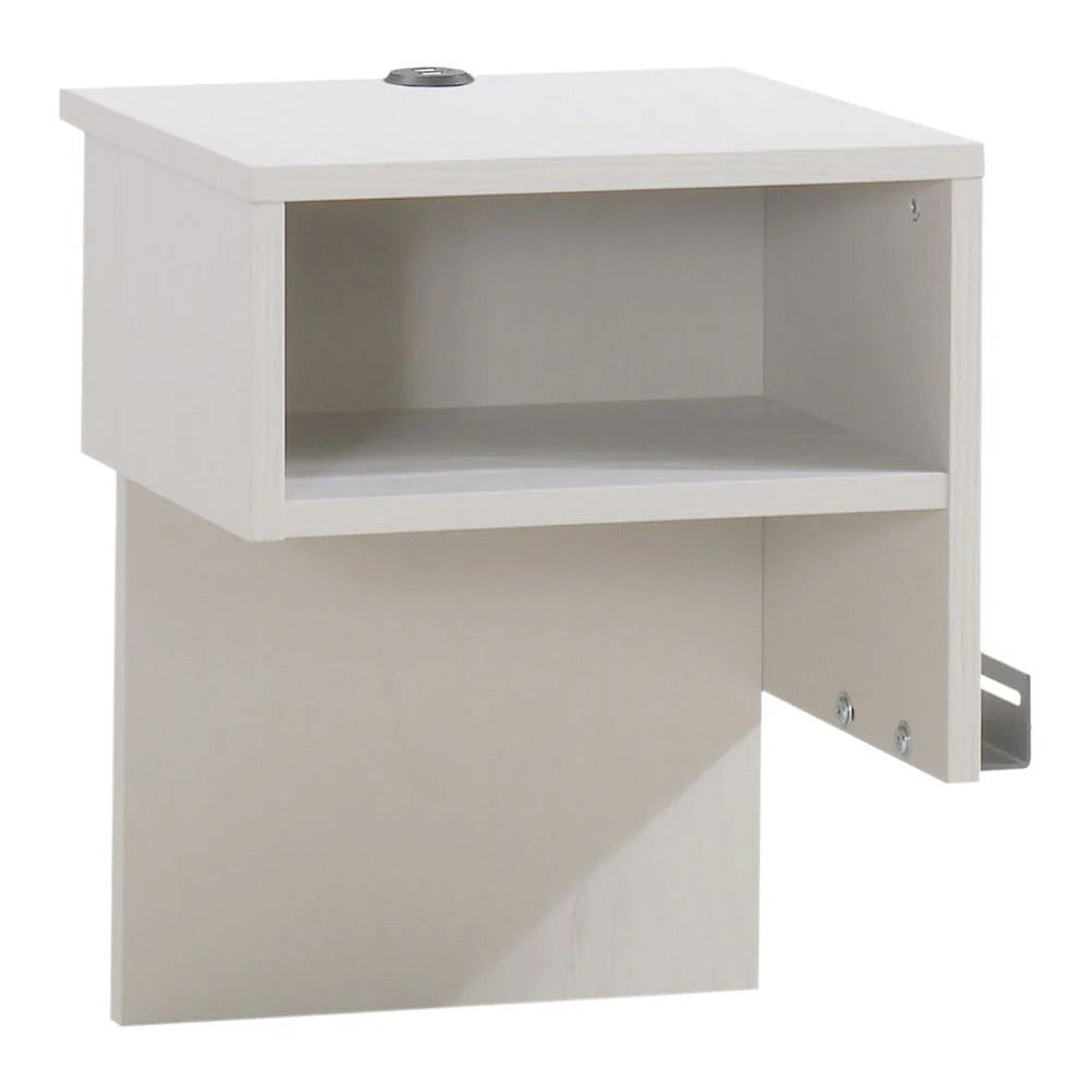 Natart Signature Series left-side media night table, white finish with open center shelf