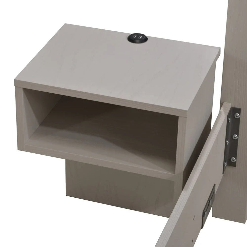 Natart Signature Series left-side media night table in light wood with open shelf