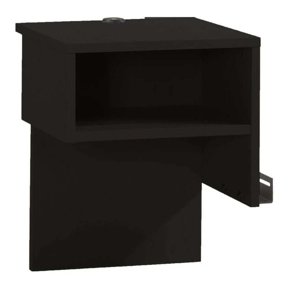 Natart Signature Series left-side media night table in black finish with open shelf
