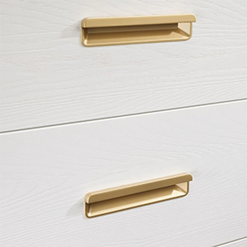 Natart Signature Series Palo 6-Drawer King Dresser, white wood with gold-toned handles on the front drawers