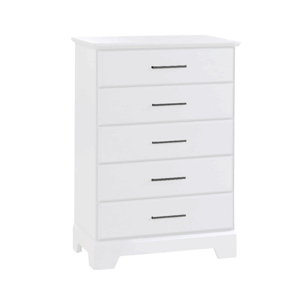 Natart Taylor 5-drawer dresser in white with black metal handles