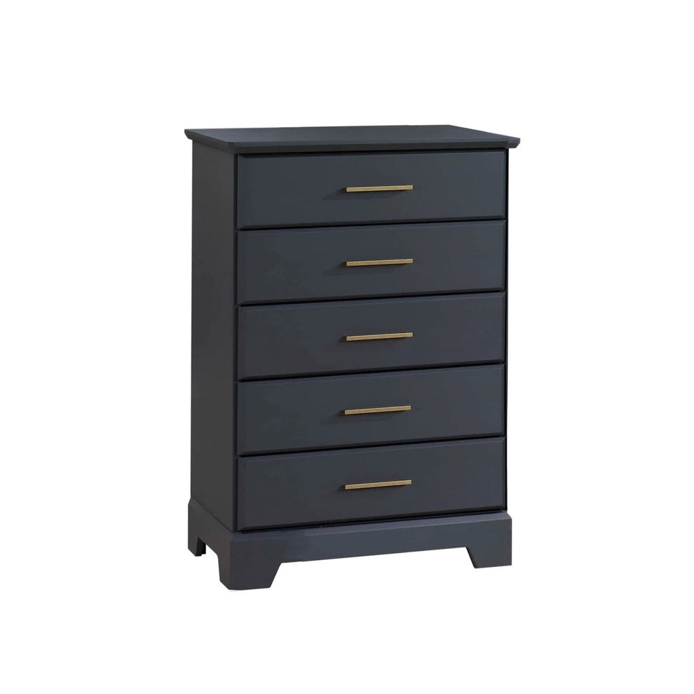 Natart Taylor 5-drawer dresser in dark gray with gold bar pulls