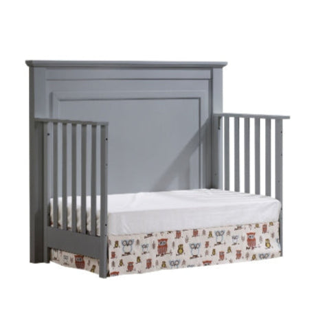 Natart Taylor 5-in-1 Convertible Crib in gray wood finish with side rails