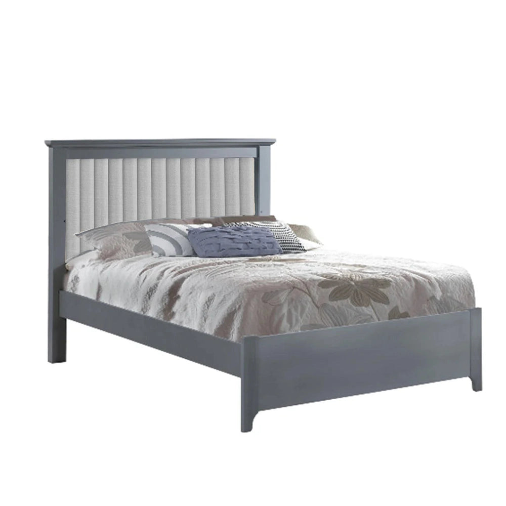 Natart Taylor 54-inch double bed with gray channel-tufted headboard and panel footboard