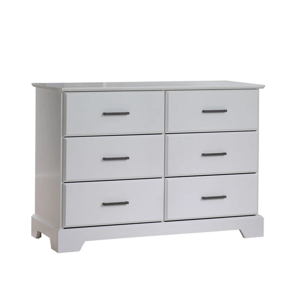 Natart Taylor double dresser in white finish with six drawers for bedroom storage