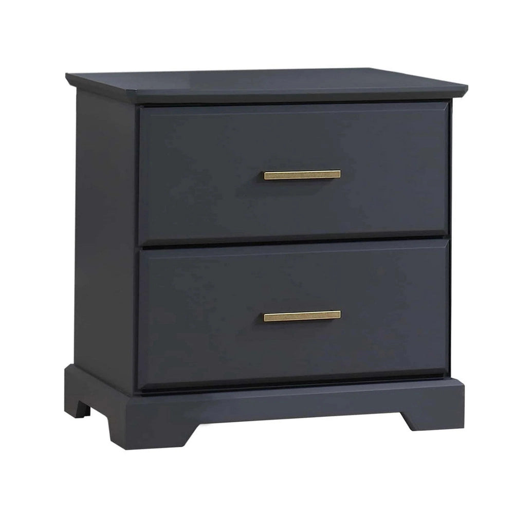 NATART Taylor nightstand with two dark gray drawers and brass bar pulls
