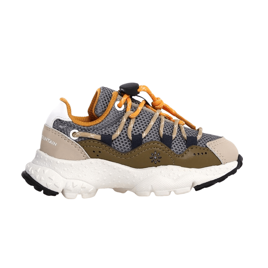 Naturino Raikiri Junior Sneaker beige-taupe-orange, mesh upper with orange laces and chunky white sole