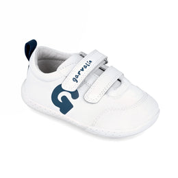 Garvalin Kids Non-Slip Leather Sneakers White/Navy