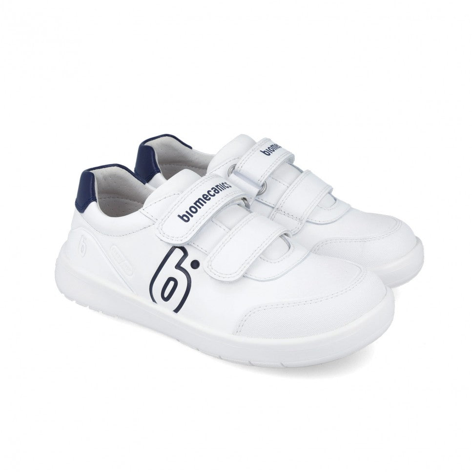 Biomecanics Barefoot Sneakers White/Navy Double Velcro