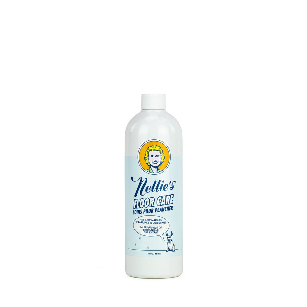 Nellie's Floor Care 740 ml bottle with white cap and light-blue label