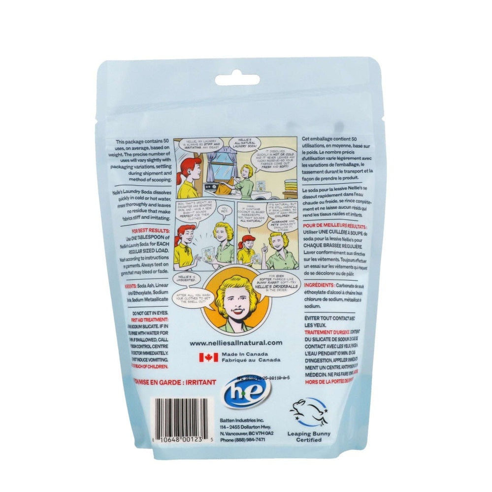 Nellie's Laundry Soda blue 50-load pouch; all-natural laundry detergent by Nellie's.