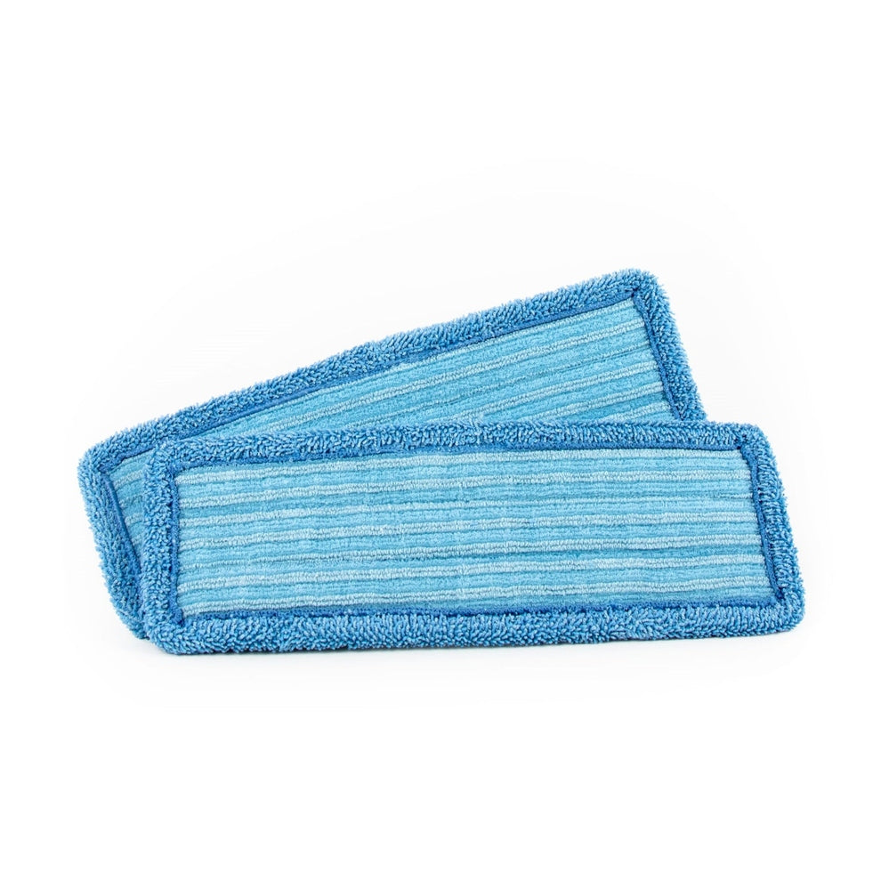 Nellie's Wow Wet Floor Refill Pads Blue, 2-pack microfiber mop refills shown stacked and flat.