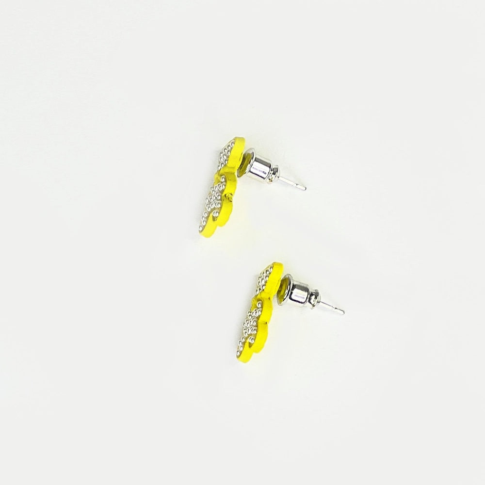 Nemibaby Pearlly Bear Yellow earrings, yellow bear with silver detailing, 925 silver posts, set of 2