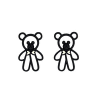 Nemibaby Earrings Teddy Bear Black 925 Sterling Silver Pins