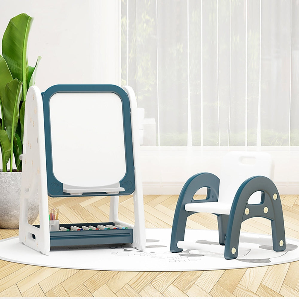 Nemibaby easel and chair set (2 pieces) for kids; dark green frames with white accents.
