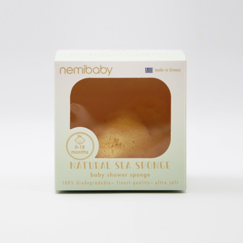 Nemibaby premium natural sea sponge baby shower sponge, beige, for ages 0–18 months, by Kereso