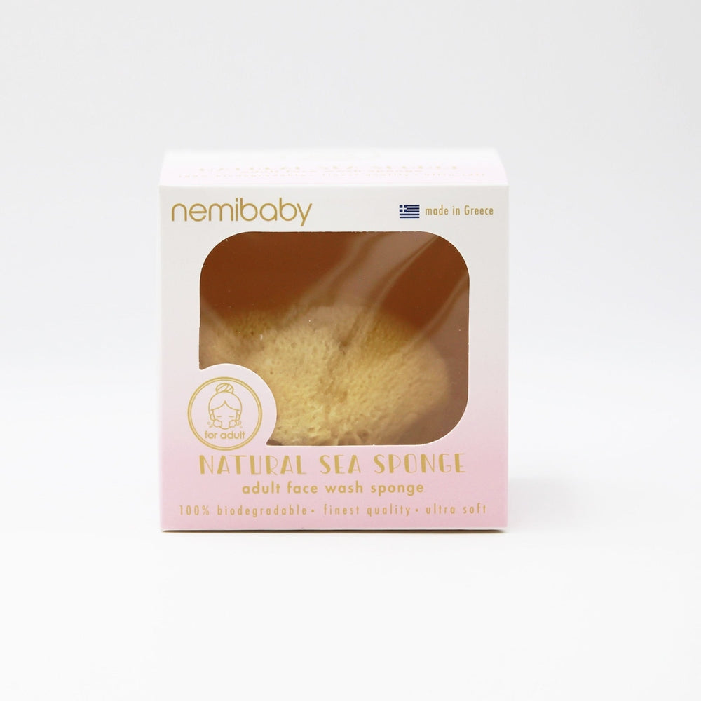 Nemibaby premium natural sea sponge for facial care, beige, made in Greece