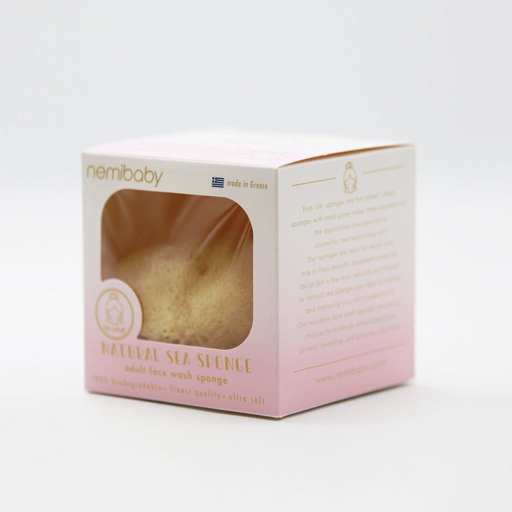 Nemibaby premium natural facial sea sponge in pink packaging by Kereso