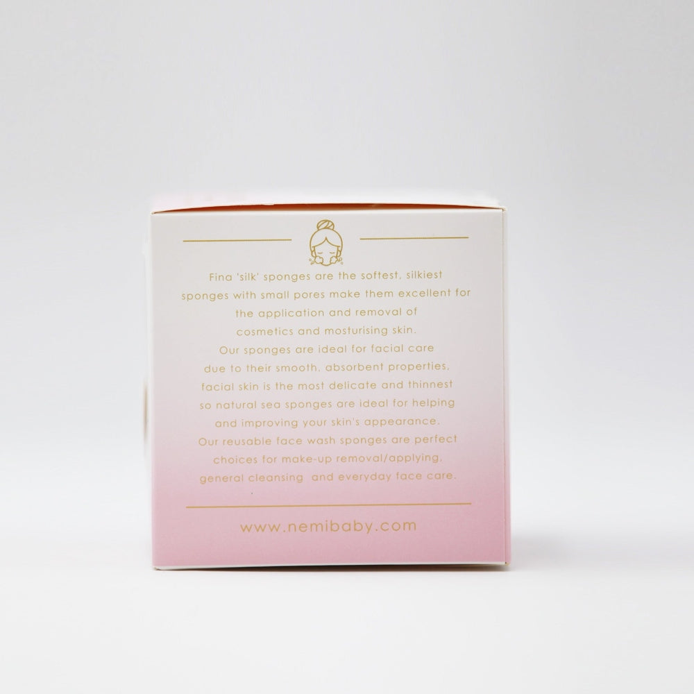 Nemibaby Premium Natural Fina facial sea sponge box by Kereso with pink gradient packaging