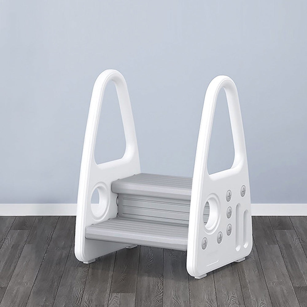 Nemibaby Safe Guard Step Stool with Handrails, white and grey plastic toddler toilet training aid.